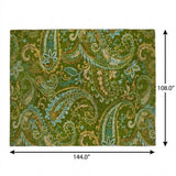 9' X 12' Green And Teal Paisley Shag Washable Area Rug With UV Protection - HomeRoots - Flyclothing LLC