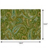 10' X 14' Green And Teal Paisley Shag Washable Area Rug With UV Protection - HomeRoots - Flyclothing LLC