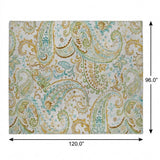 8' X 10' Ivory And Teal Paisley Shag Washable Area Rug With UV Protection - HomeRoots - Flyclothing LLC