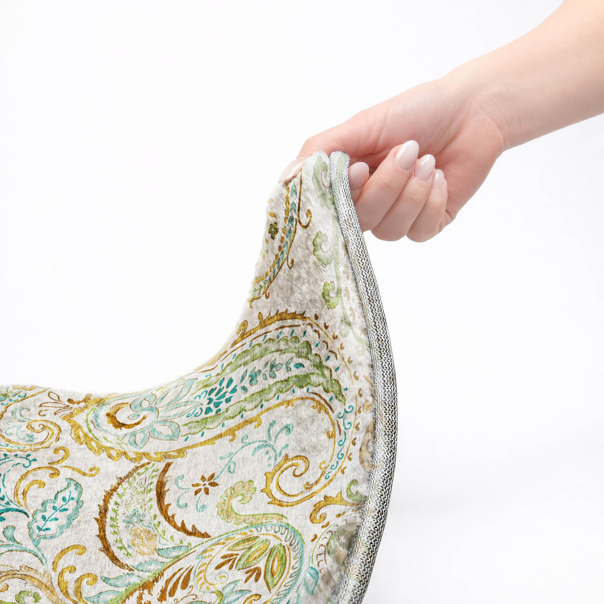 9' X 12' Ivory And Teal Paisley Shag Washable Area Rug With UV Protection - HomeRoots - Flyclothing LLC