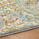 9' X 12' Ivory And Teal Paisley Shag Washable Area Rug With UV Protection - HomeRoots - Flyclothing LLC