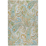 10' X 14' Ivory And Teal Paisley Shag Washable Area Rug With UV Protection - HomeRoots - Flyclothing LLC