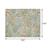 10' X 14' Ivory And Teal Paisley Shag Washable Area Rug With UV Protection - HomeRoots - Flyclothing LLC