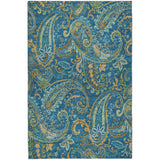 9' X 12' Navy Blue And Teal Paisley Shag Washable Area Rug With UV Protection - HomeRoots - Flyclothing LLC