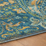 9' X 12' Navy Blue And Teal Paisley Shag Washable Area Rug With UV Protection - HomeRoots - Flyclothing LLC