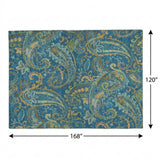 10' X 14' Navy Blue And Teal Paisley Shag Washable Area Rug With UV Protection - HomeRoots - Flyclothing LLC