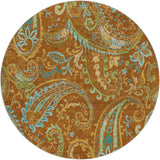 8' Orange And Teal Paisley Shag Washable Round Rug With UV Protection - HomeRoots - Flyclothing LLC
