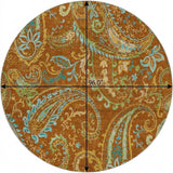 8' Orange And Teal Paisley Shag Washable Round Rug With UV Protection - HomeRoots - Flyclothing LLC