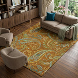 8' X 10' Orange And Teal Paisley Shag Washable Area Rug With UV Protection - HomeRoots - Flyclothing LLC