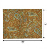 8' X 10' Orange And Teal Paisley Shag Washable Area Rug With UV Protection - HomeRoots - Flyclothing LLC
