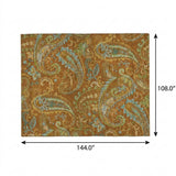 9' X 12' Orange And Teal Paisley Shag Washable Area Rug With UV Protection - HomeRoots - Flyclothing LLC