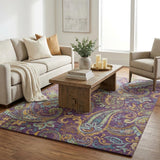 5' X 8' Purple And Teal Paisley Shag Washable Area Rug With UV Protection - HomeRoots - Flyclothing LLC