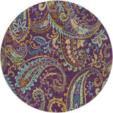 8' Purple And Teal Paisley Shag Washable Round Rug With UV Protection - HomeRoots - Flyclothing LLC