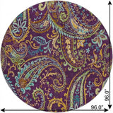 8' Purple And Teal Paisley Shag Washable Round Rug With UV Protection - HomeRoots - Flyclothing LLC
