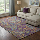 8' X 10' Purple And Teal Paisley Shag Washable Area Rug With UV Protection - HomeRoots - Flyclothing LLC