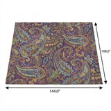 9' X 12' Purple And Teal Paisley Shag Washable Area Rug With UV Protection - HomeRoots - Flyclothing LLC