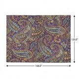 10' X 14' Purple And Teal Paisley Shag Washable Area Rug With UV Protection - HomeRoots - Flyclothing LLC