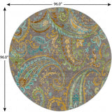 8' Taupe And Teal Paisley Shag Washable Round Rug With UV Protection - HomeRoots - Flyclothing LLC