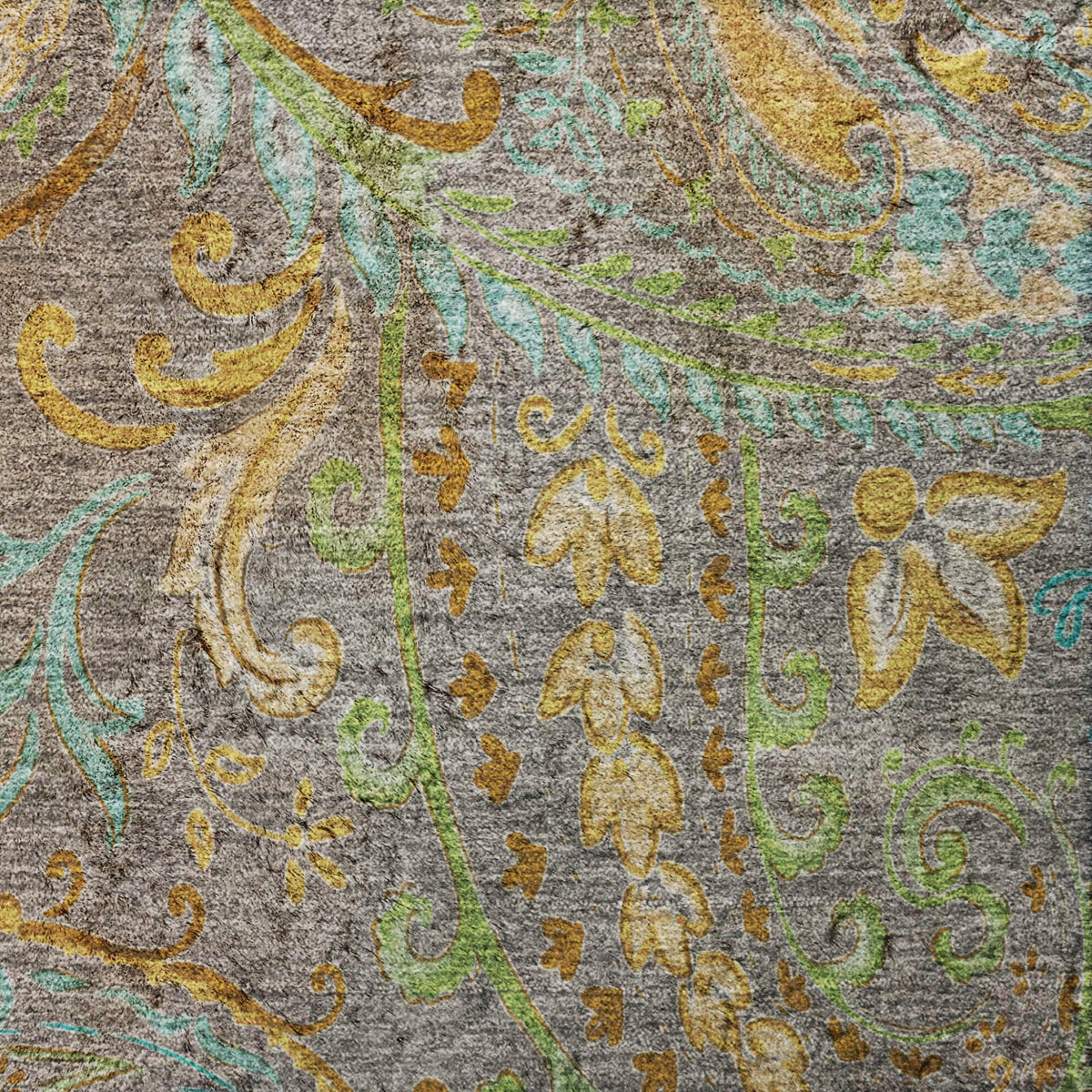 8' X 10' Taupe And Teal Paisley Shag Washable Area Rug With UV Protection - HomeRoots - Flyclothing LLC