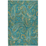 3' X 5' Teal And Gold Paisley Shag Washable Area Rug With UV Protection - HomeRoots - Flyclothing LLC