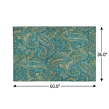 3' X 5' Teal And Gold Paisley Shag Washable Area Rug With UV Protection - HomeRoots - Flyclothing LLC