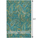 5' X 8' Teal And Gold Paisley Shag Washable Area Rug With UV Protection - HomeRoots - Flyclothing LLC