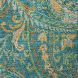 8' Teal And Gold Paisley Shag Washable Round Rug With UV Protection - HomeRoots - Flyclothing LLC