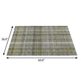3' X 5' Gray And Charcoal Plaid Shag Washable Area Rug With UV Protection - HomeRoots - Flyclothing LLC