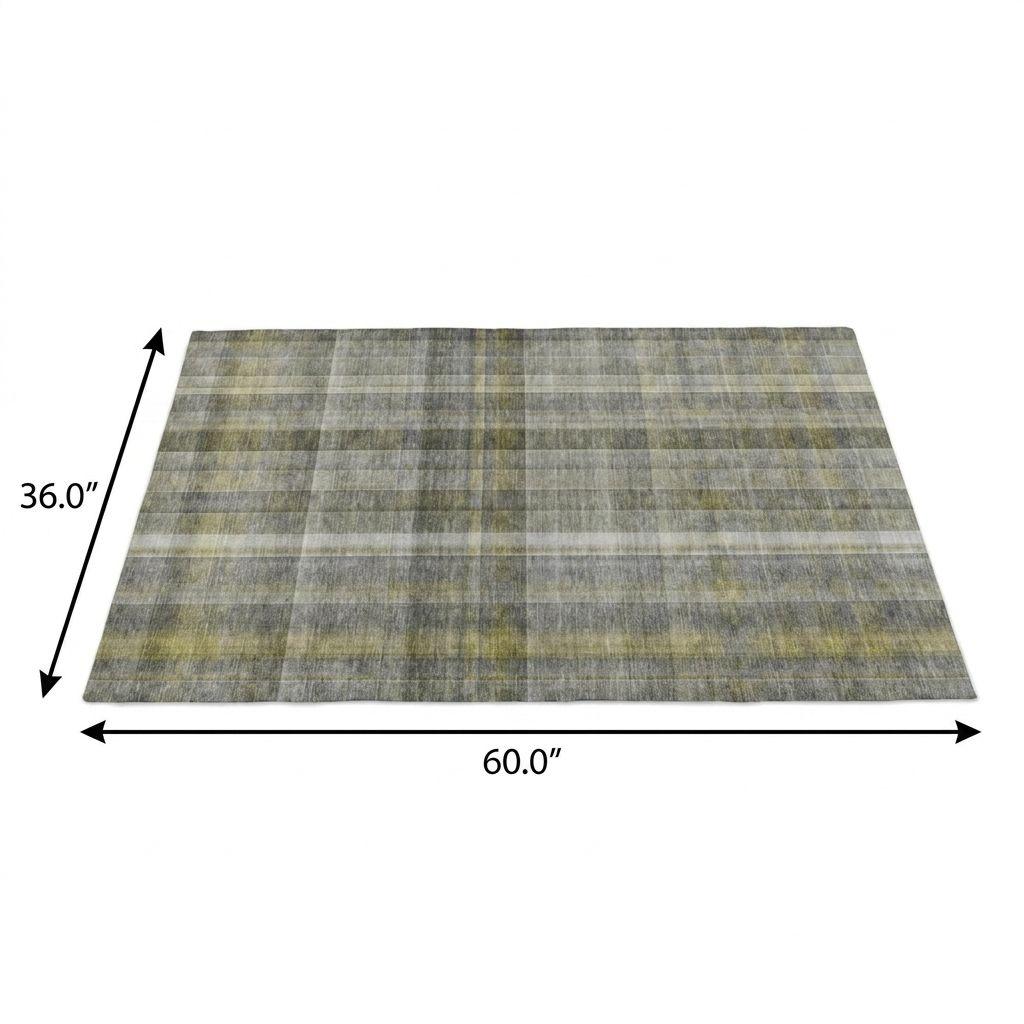 3' X 5' Gray And Charcoal Plaid Shag Washable Area Rug With UV Protection - HomeRoots - Flyclothing LLC
