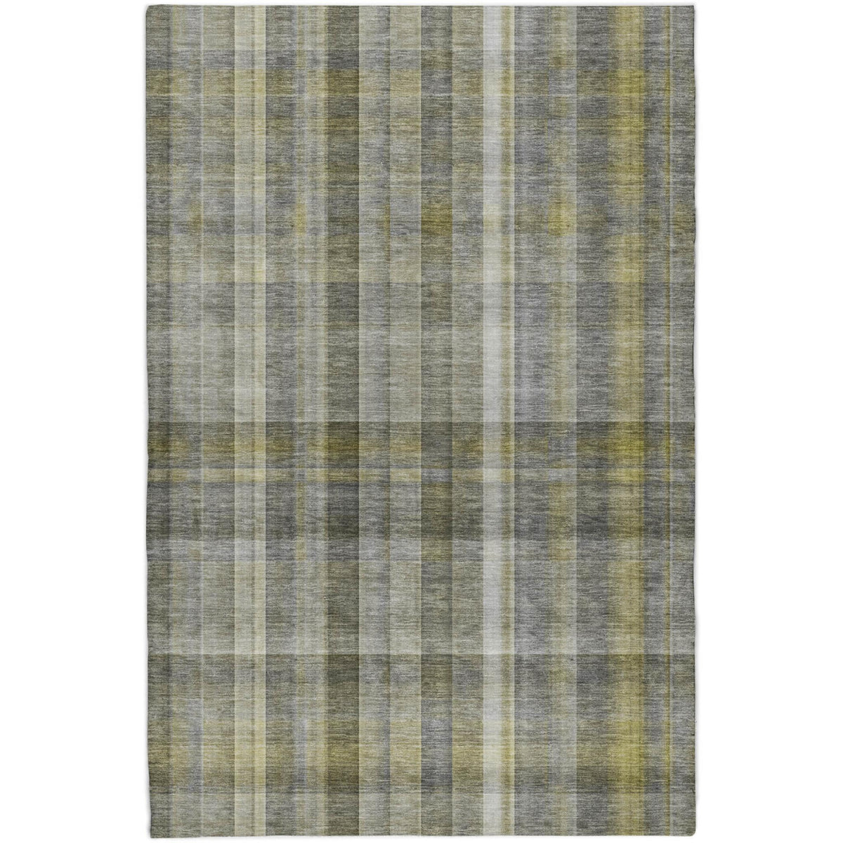 8' X 10' Gray And Charcoal Plaid Shag Washable Area Rug With UV Protection - HomeRoots - Flyclothing LLC
