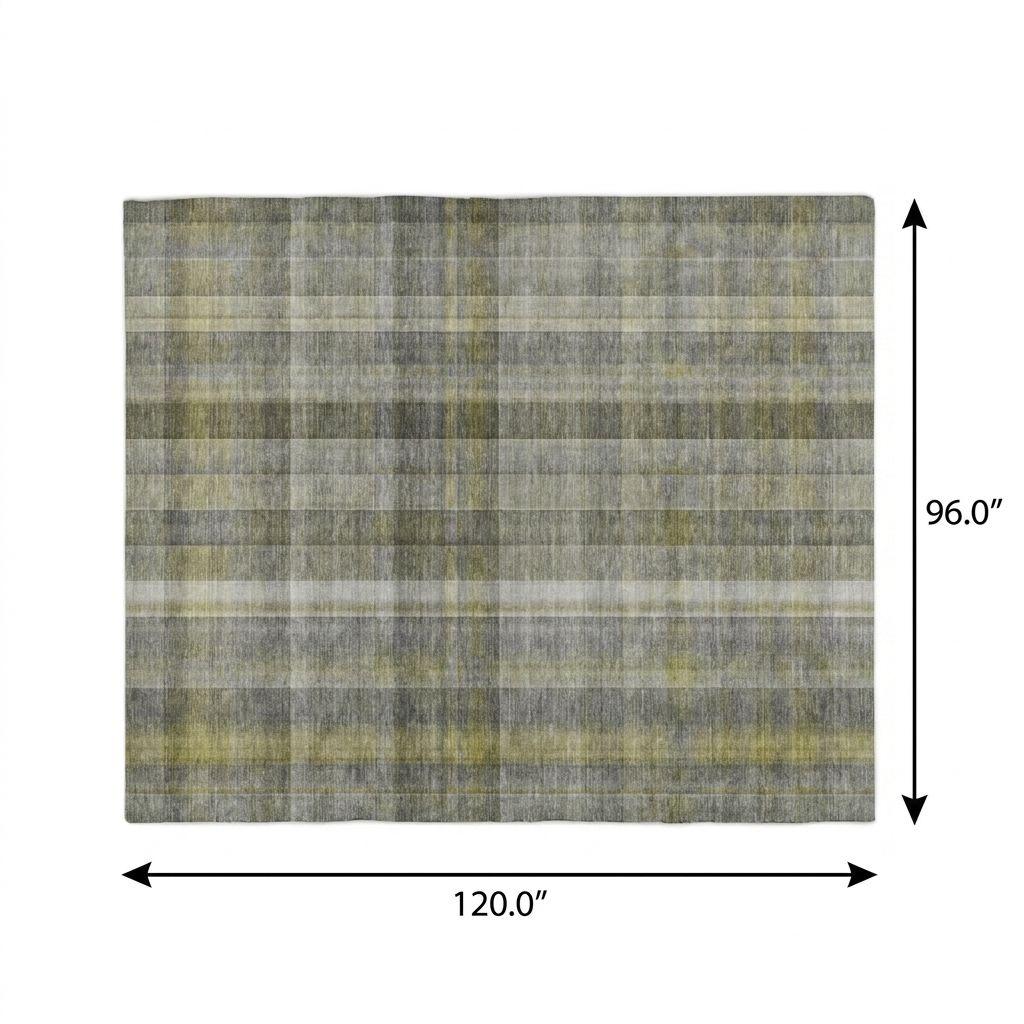 8' X 10' Gray And Charcoal Plaid Shag Washable Area Rug With UV Protection - HomeRoots - Flyclothing LLC