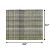 8' X 10' Gray And Charcoal Plaid Shag Washable Area Rug With UV Protection - HomeRoots - Flyclothing LLC