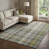 9' X 12' Gray And Charcoal Plaid Shag Washable Area Rug With UV Protection - HomeRoots - Flyclothing LLC