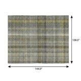 9' X 12' Gray And Charcoal Plaid Shag Washable Area Rug With UV Protection - HomeRoots - Flyclothing LLC