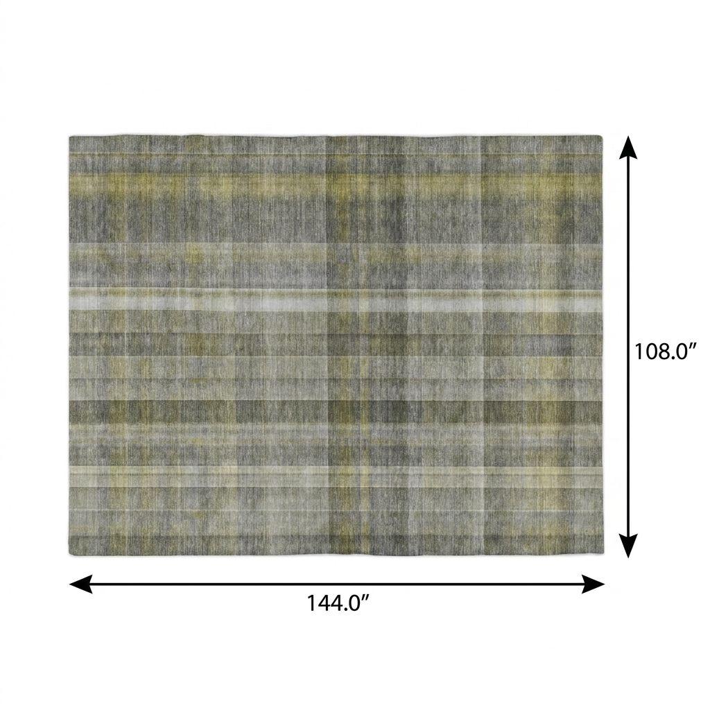 9' X 12' Gray And Charcoal Plaid Shag Washable Area Rug With UV Protection - HomeRoots - Flyclothing LLC