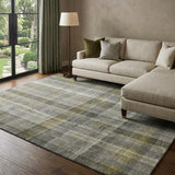 10' X 14' Gray And Charcoal Plaid Shag Washable Area Rug With UV Protection - HomeRoots - Flyclothing LLC