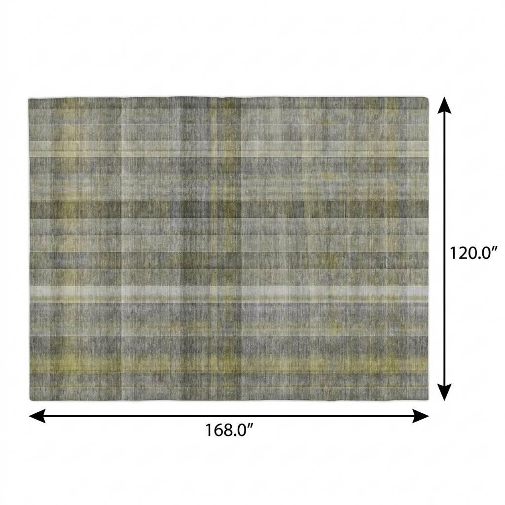 10' X 14' Gray And Charcoal Plaid Shag Washable Area Rug With UV Protection - HomeRoots - Flyclothing LLC