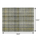 10' X 14' Gray And Charcoal Plaid Shag Washable Area Rug With UV Protection - HomeRoots - Flyclothing LLC