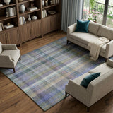 8' X 10' Green And Blue Plaid Shag Washable Area Rug With UV Protection - HomeRoots - Flyclothing LLC