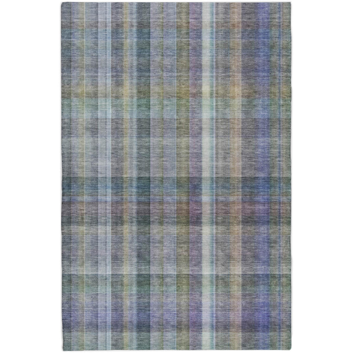 9' X 12' Green And Blue Plaid Shag Washable Area Rug With UV Protection - HomeRoots - Flyclothing LLC