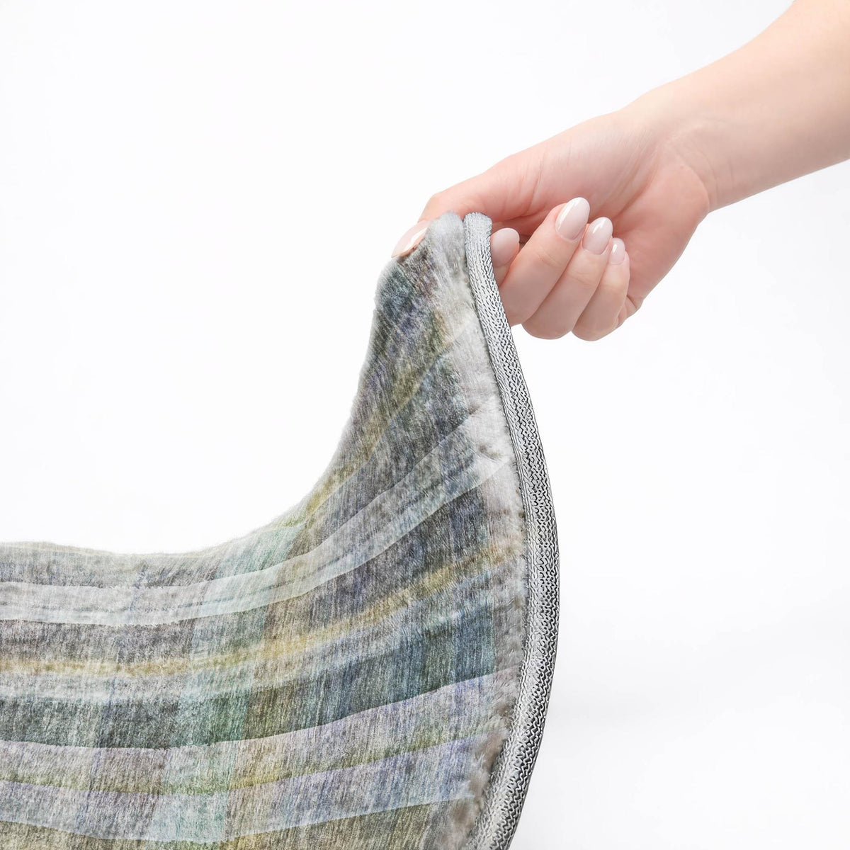 9' X 12' Green And Blue Plaid Shag Washable Area Rug With UV Protection - HomeRoots - Flyclothing LLC