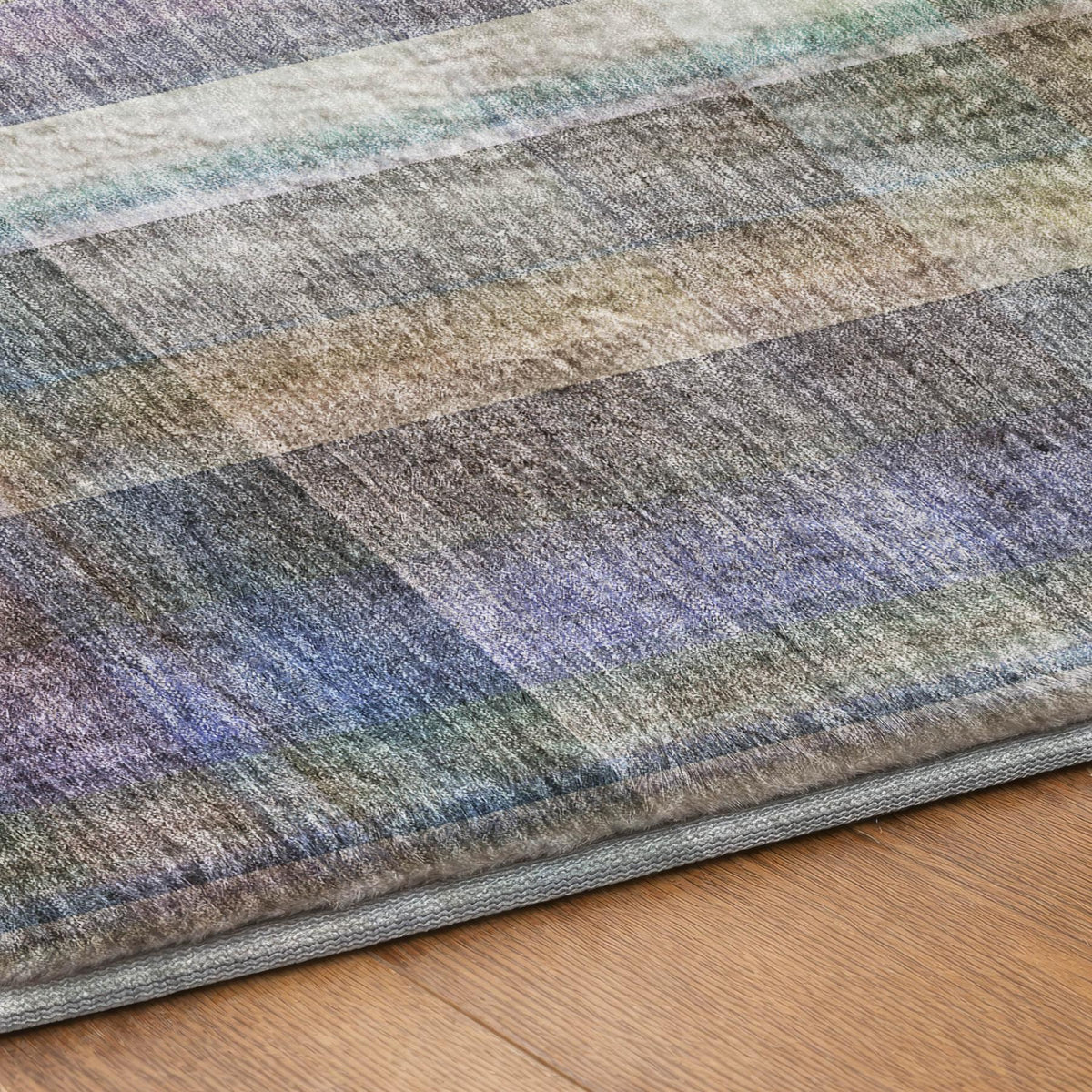 9' X 12' Green And Blue Plaid Shag Washable Area Rug With UV Protection - HomeRoots - Flyclothing LLC