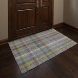 3' X 5' Pewter And Gray Plaid Shag Washable Area Rug With UV Protection - HomeRoots - Flyclothing LLC