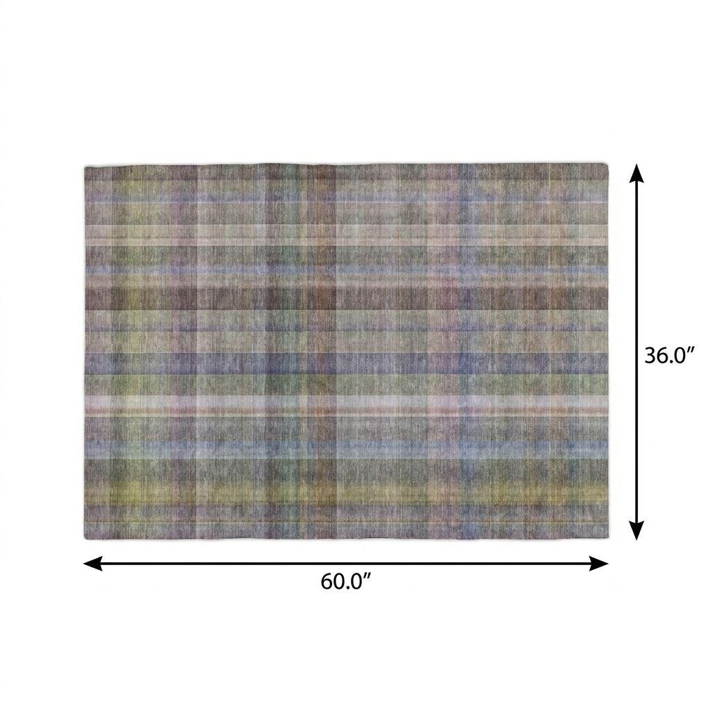3' X 5' Pewter And Gray Plaid Shag Washable Area Rug With UV Protection - HomeRoots - Flyclothing LLC