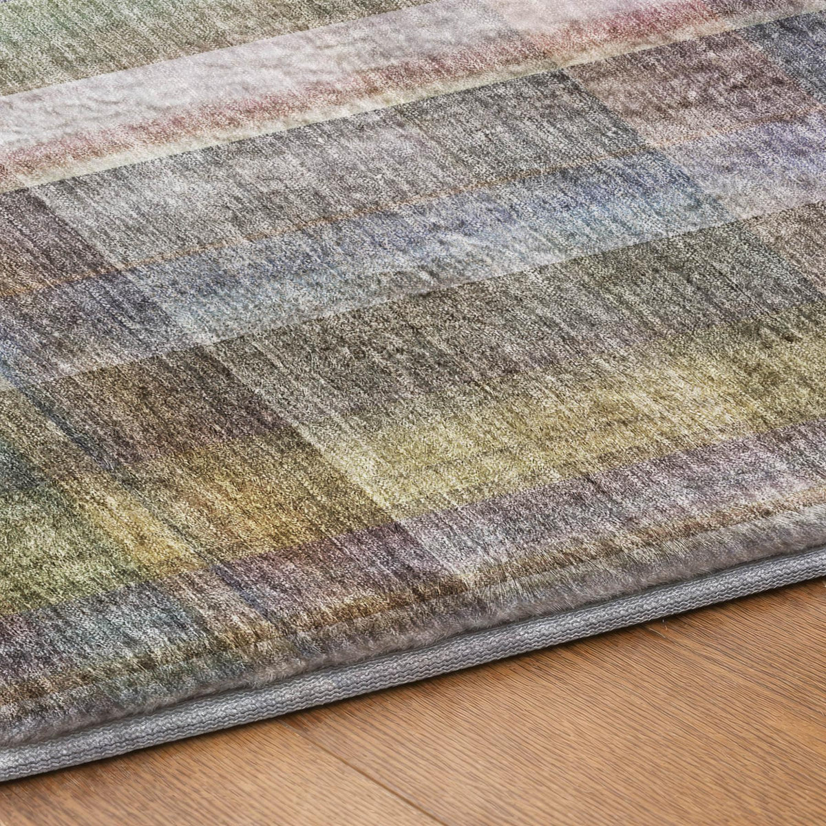 9' X 12' Pewter And Gray Plaid Shag Washable Area Rug With UV Protection - HomeRoots - Flyclothing LLC