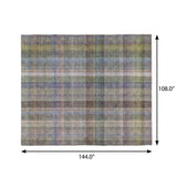 9' X 12' Pewter And Gray Plaid Shag Washable Area Rug With UV Protection - HomeRoots - Flyclothing LLC