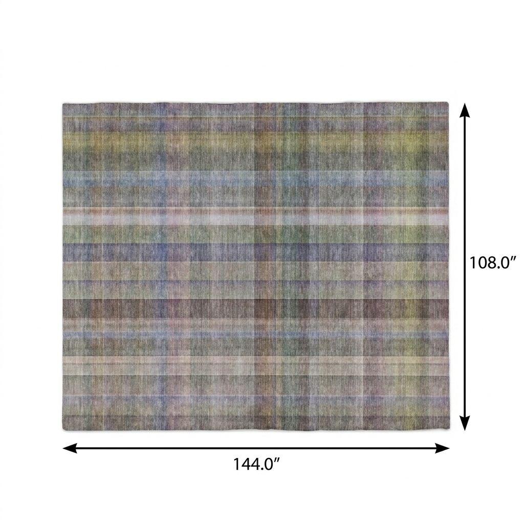 9' X 12' Pewter And Gray Plaid Shag Washable Area Rug With UV Protection - HomeRoots - Flyclothing LLC