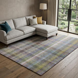 10' X 14' Pewter And Gray Plaid Shag Washable Area Rug With UV Protection - HomeRoots - Flyclothing LLC