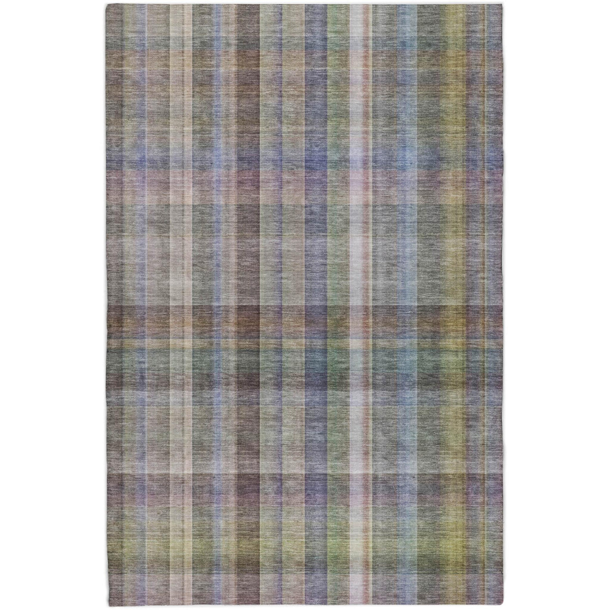 10' X 14' Pewter And Gray Plaid Shag Washable Area Rug With UV Protection - HomeRoots - Flyclothing LLC