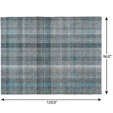 8' X 10' Teal And Gray Plaid Shag Washable Area Rug With UV Protection - HomeRoots - Flyclothing LLC